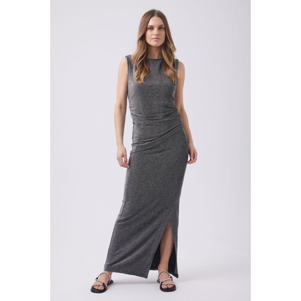 Jessica Howard Metallic Women's Sleeveless Black Stretch Gown w/Slit Size 14